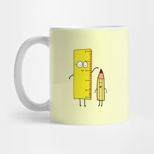 funny cute ruler measures a pencil Mug